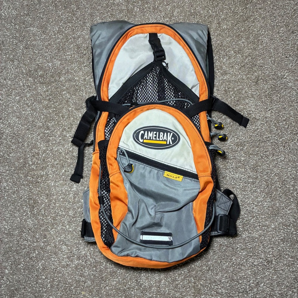 CamelBak MULE Hydration Pack Backpack No Bladder Orange Gray Hiking Camp Vintage